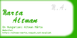 marta altman business card
